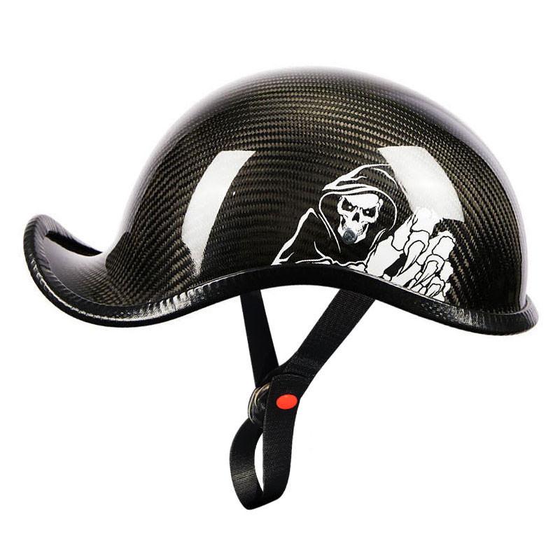 Demi-casque de moto tête de mort noir Freedom pour hommes et femmes - Casquette de tête de mort unisexe adulte pour vélo scooter ATV UTV
