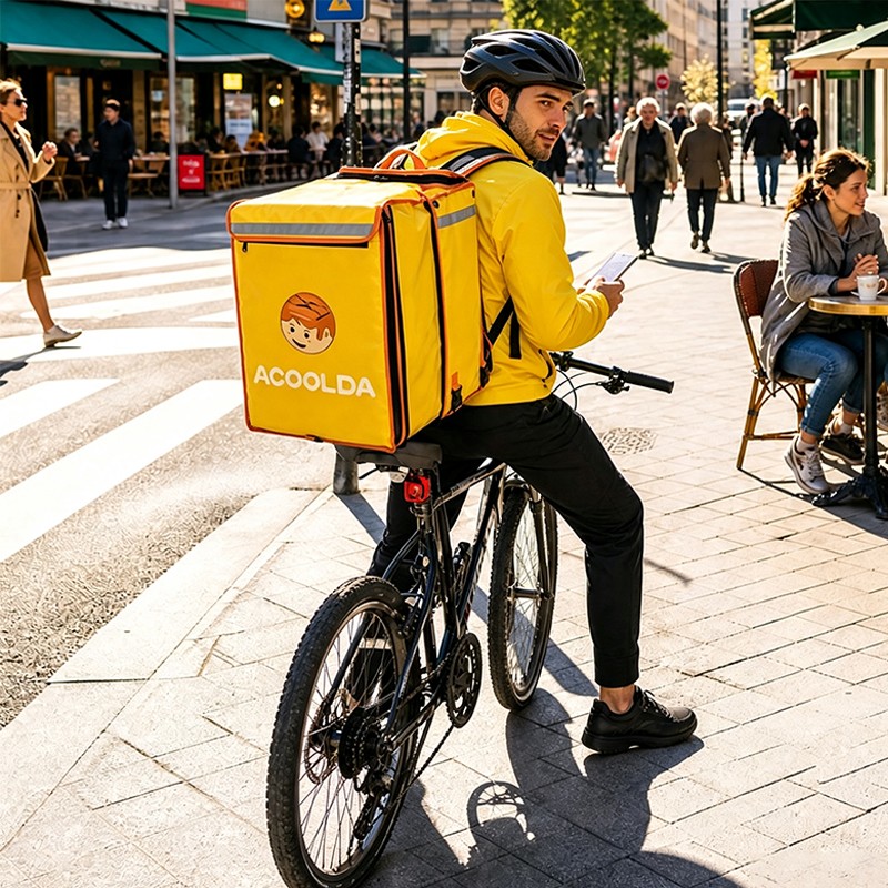 96L insulated food delivery backpack, large insulated food delivery backpack, ACD-B-025 delivery bag, 500D PVC delivery backpack, yellow food delivery backpack, extra large food delivery bag, restaurant delivery backpack, grocery delivery backpack, t