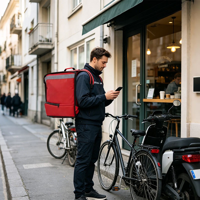 80L insulated food delivery backpack, large insulated food delivery backpack, red delivery backpack, restaurant delivery backpack, takeaway delivery backpack, food courier backpack, reflective delivery backpack, multi order delivery bag, thermal food